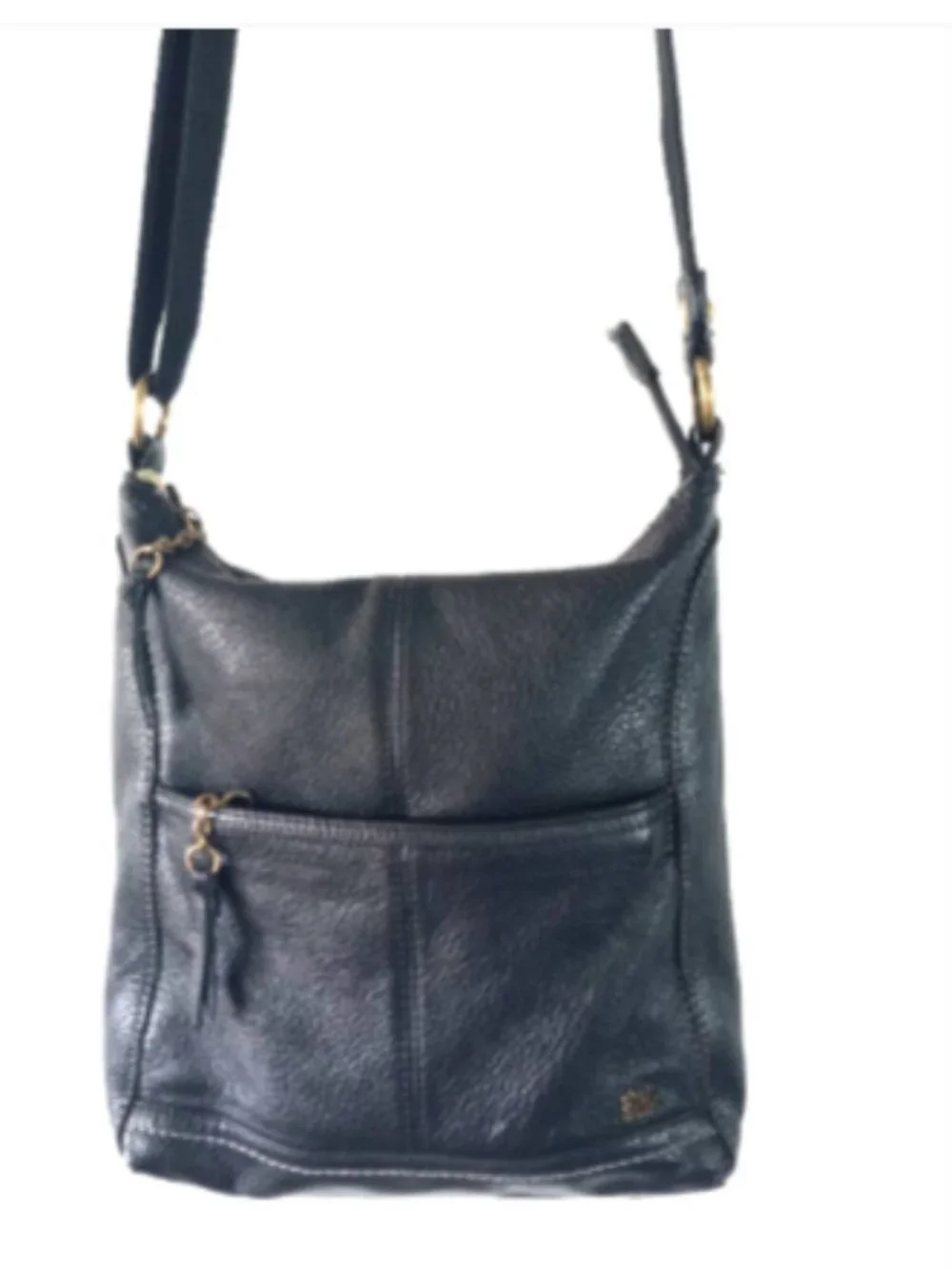 The Sak Iris Black Pebbled Soft Leather Messenger Crossbody Bag EUC